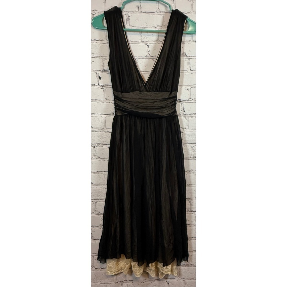 Twenty One Black Dress V-Neck Sleeveless Party Cocktail Midi Dress Small